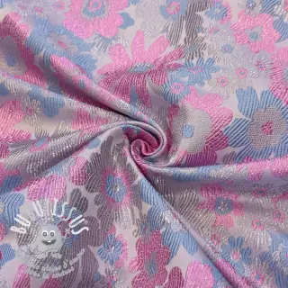 Tissu pour tailleur femme JACQUARD Flowers light lilac