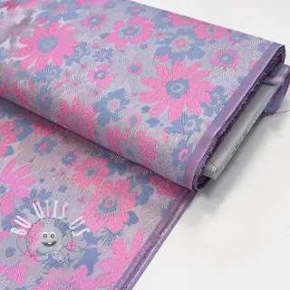 Tissu pour tailleur femme JACQUARD Flowers light lilac