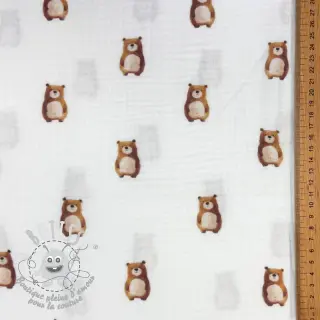 Tissu double gaze/mousseline Animals design B digital print ORGANIC