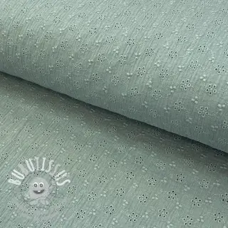 Tissu double gaze/mousseline Embroidery 2 green