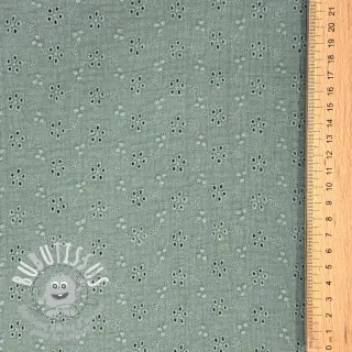 Tissu double gaze/mousseline Embroidery 2 green