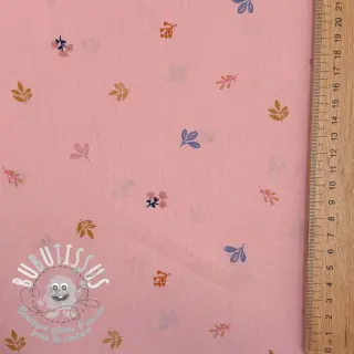 Tissu coton Giraffe with flowers FIELD rose ORGANIC