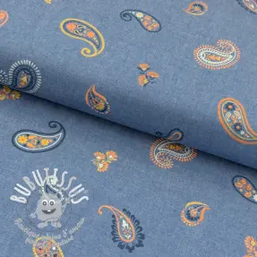 Tissu coton JEANS Paisley blue shadow