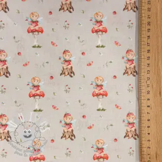 Tissu coton Sweet elf light sand digital print