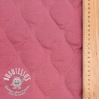 Tissu double gaze/mousseline QUILT Wave mauve