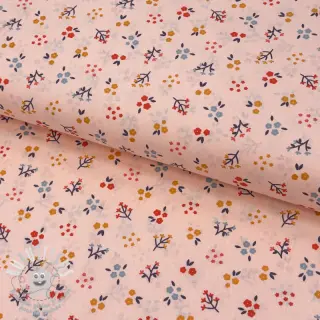 Tissu coton Small flowers light salmon ORGANIC