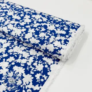 Viscose STRETCH Flowers cobalt