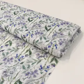 Viscose DOBBY Flowers white digital print