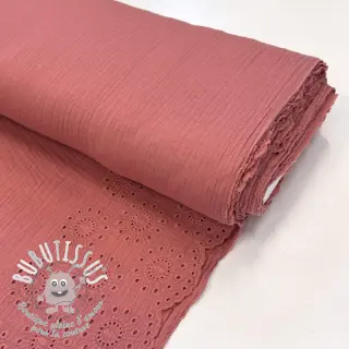 Tissu double gaze/mousseline 1-side border blush