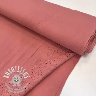 Tissu double gaze/mousseline 1-side border blush