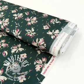 Viscose LUREX Flowers dark emerald