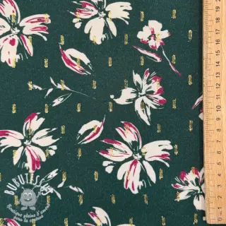 Viscose LUREX Flowers dark emerald