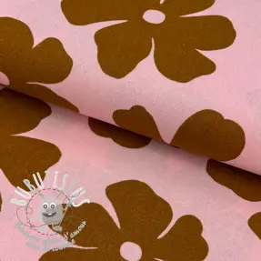 Viscose lin Flowers light pink