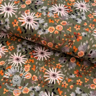 Sweat envers minkee Flowers forest green digital print