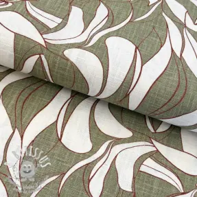 Tissu mélange lin et cotton WASHED Abstract olive