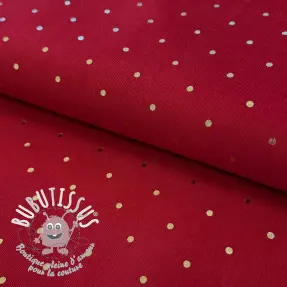 Tissu velours cotelé fin FOIL GOLD Dot red