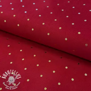 Tissu velours cotelé fin FOIL GOLD Dot red