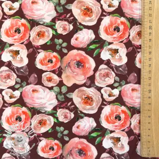 Jersey Roses burgundy digital print