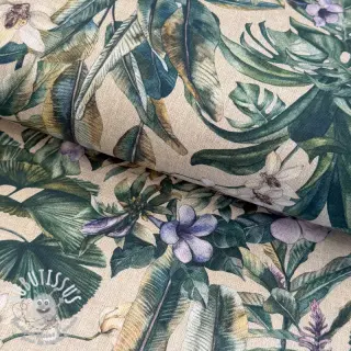 Tissu déco Banana leaves linen digital print