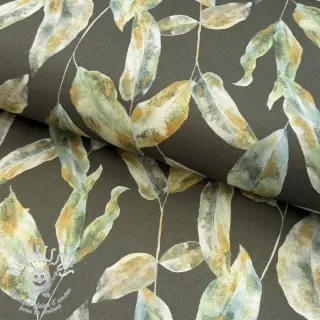 Tissu déco Leaves army green digital print