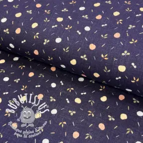 Tissu double gaze/mousseline Fruit navy digital print ORGANIC