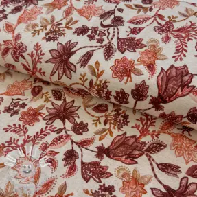 Jersey Lin Flowers cognac digital print