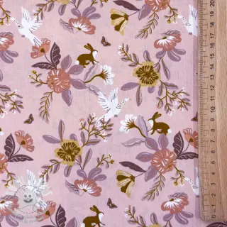 Tissu coton Flowers old rose ORGANIC