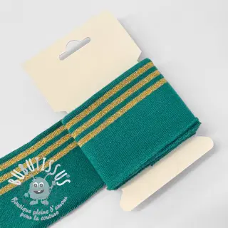 Bord-côte CUFF LUREX 7 cm teal/gold