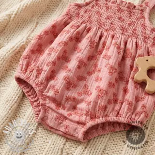 Tissu double gaze/mousseline EMBROIDERY Tossed flowers blush