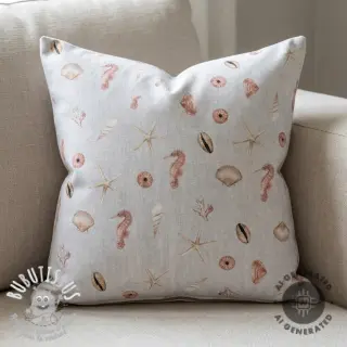 Tissu déco Shells linen ecru digital print