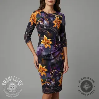 Tissus pour femmes PUNTA DI ROMA Flowers black digital print