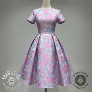 Tissu pour tailleur femme JACQUARD Flowers light lilac