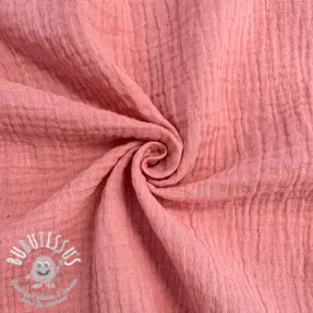 Tissu double gaze/mousseline soft rose ORGANIC