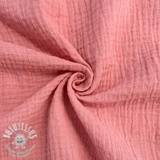 Tissu double gaze/mousseline soft rose ORGANIC