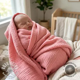 Tissu double gaze/mousseline soft rose ORGANIC