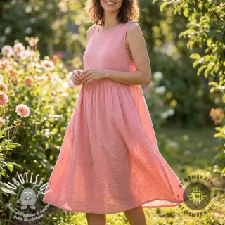 Tissu double gaze/mousseline soft rose ORGANIC