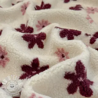 Tissu de manteau TEDDY JACQUARD Flowers off white