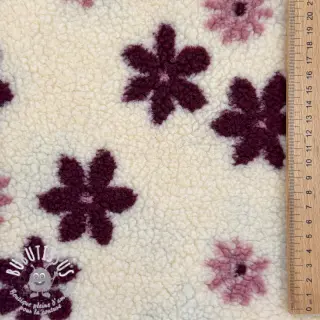Tissu de manteau TEDDY JACQUARD Flowers off white