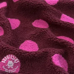 Tissu de manteau TEDDY JACQUARD Dots burgundy