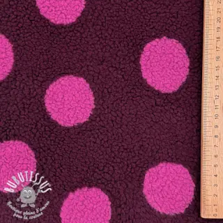Tissu de manteau TEDDY JACQUARD Dots burgundy