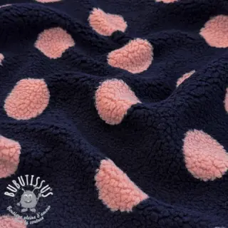 Tissu de manteau TEDDY JACQUARD Dots navy