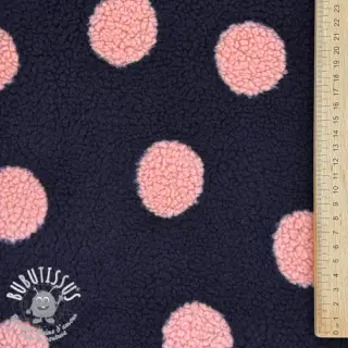 Tissu de manteau TEDDY JACQUARD Dots navy