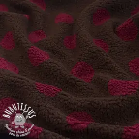 Tissu de manteau TEDDY JACQUARD Dots dark brown