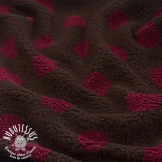 Tissu de manteau TEDDY JACQUARD Dots dark brown