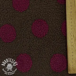Tissu de manteau TEDDY JACQUARD Dots dark brown