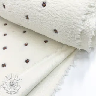 Tissu de manteau TEDDY EMBROIDERY Mini ecru