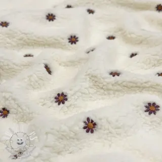 Tissu de manteau TEDDY EMBROIDERY Mini ecru