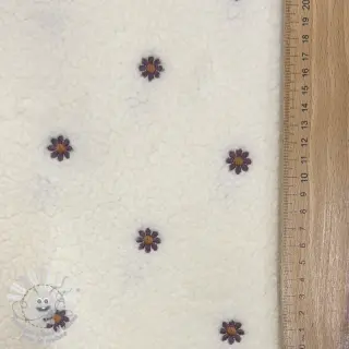 Tissu de manteau TEDDY EMBROIDERY Mini ecru