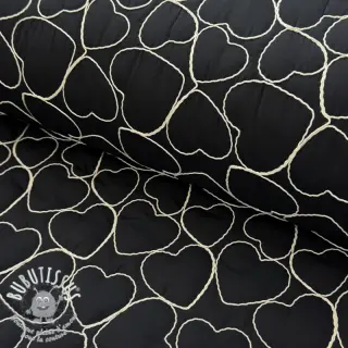 Tissu matelassé EMBROIDERY Hearts black