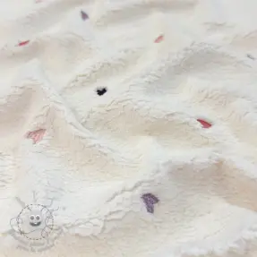 Tissu de manteau TEDDY EMBROIDERY Hearts ecru
